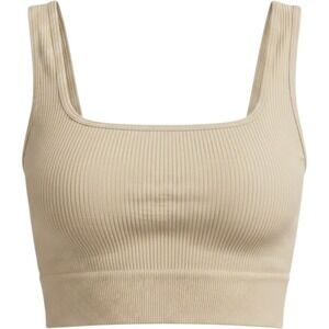 OQQ Ribbed Seamless Sports Bra Square Neck Athletic Neutral‎ 90s Minimalist sz S